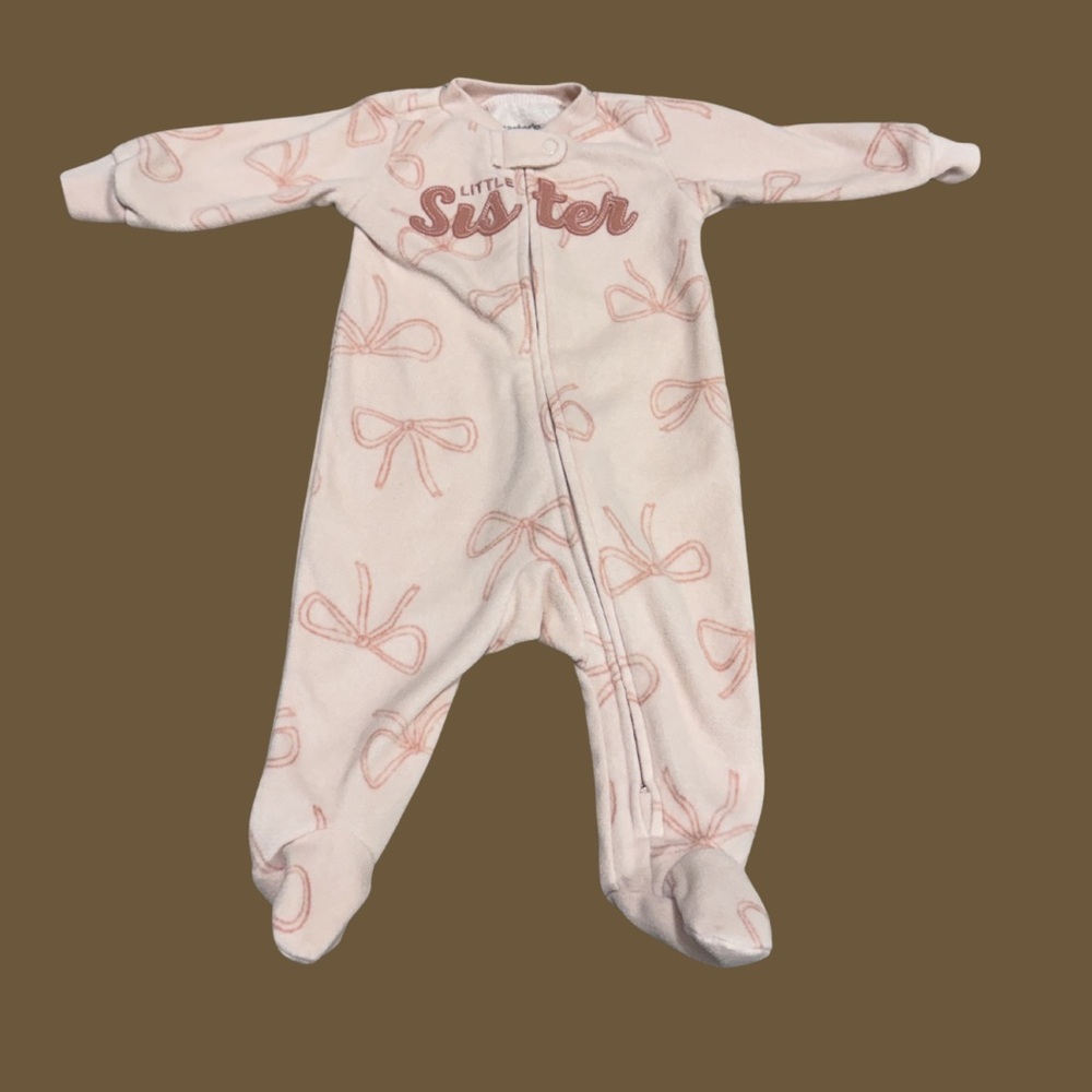 Carter’s “Little Sister” Bow Microfleece Footie Pajamas | 3M | NWOT